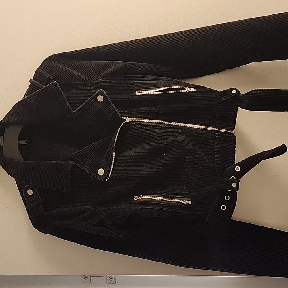 Black corduroy moto jacket